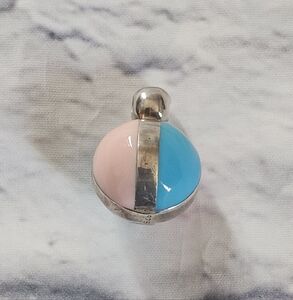 Sterling Silver 925 and Two-Tone Baby Pink And Blue Enamel Pendant Unique